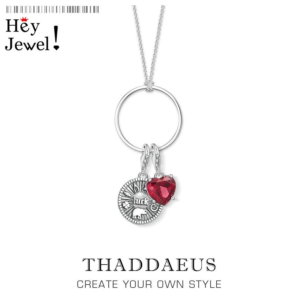 Очаровательное ожерелье с монеткой на удачу и красным сердцем Весенняя Новинка