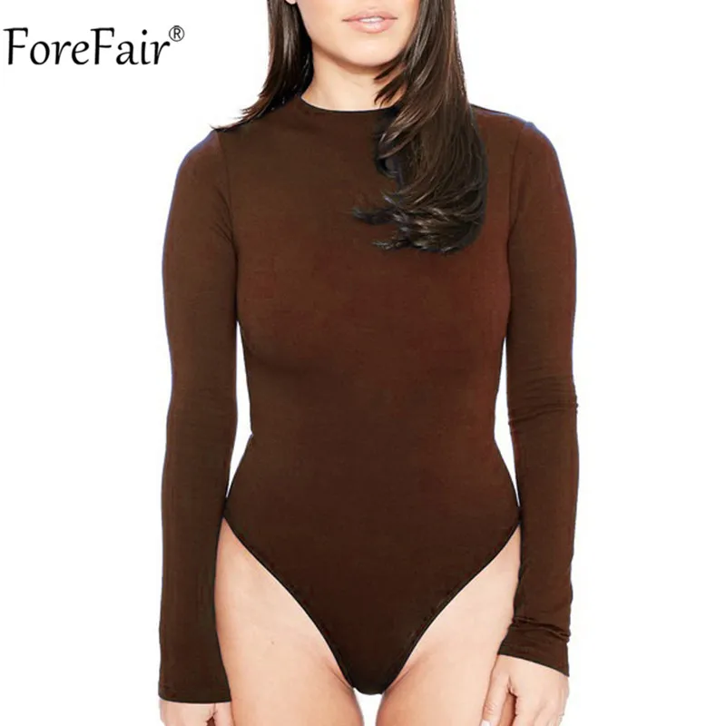 

Forefair Long Sleeve Turtleneck Women Bodysuit Basic Solid Casual Spring Autumn Ladies Apricot Sexy 2020 Body Tops Streetwear