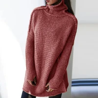 fashion autumn winter long sleeve pullovers top sweaters women pullover turtleneck sweater solid color warm sweaters five colors