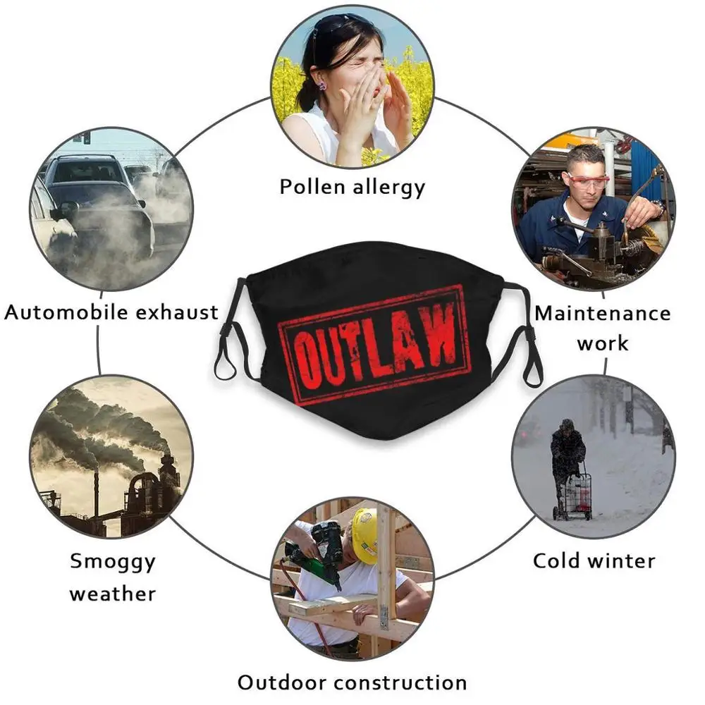 Outlaw (винтажный штамп) Забавный принт многоразовый Pm2.5 фильтр маска для лица Bandit