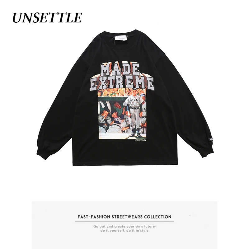 Футболка Мужская/женская оверсайз с длинным рукавом и графическим принтом