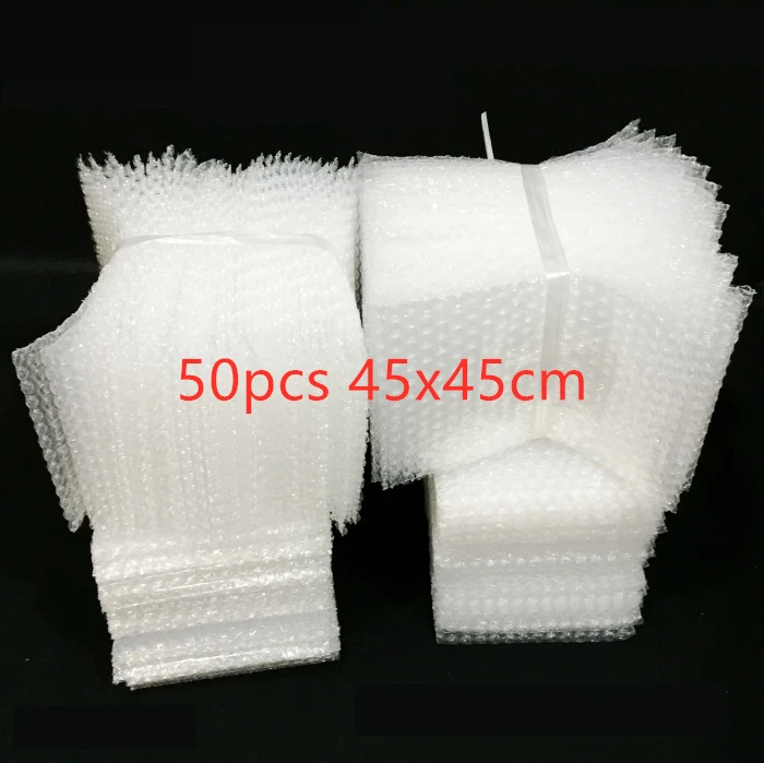 

50pcs 45x45cm Plastic Wrap Envelope White Bubble Packing Bags PE Clear Shockproof Packaging Bag Double Film Bubble Bag