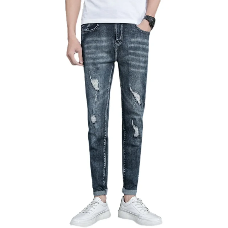 

Men's Sweatpants Sexy Hole Jeans Pants Casual Summer Autumn Male Ripped Skinny Trousers Slim Biker Outwears Harajuku Pants
