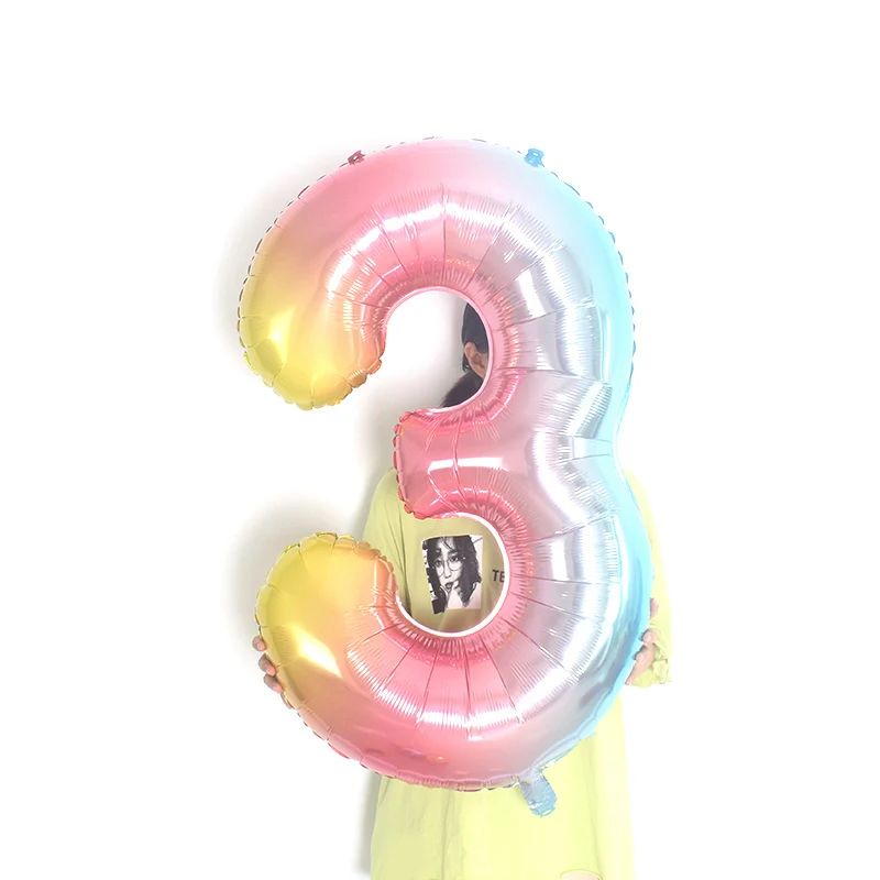 40 inch Gradient rainbow big size Number 0-9 Foil Helium Balloons Birthday Party Celebration decoration large globos | Дом и сад