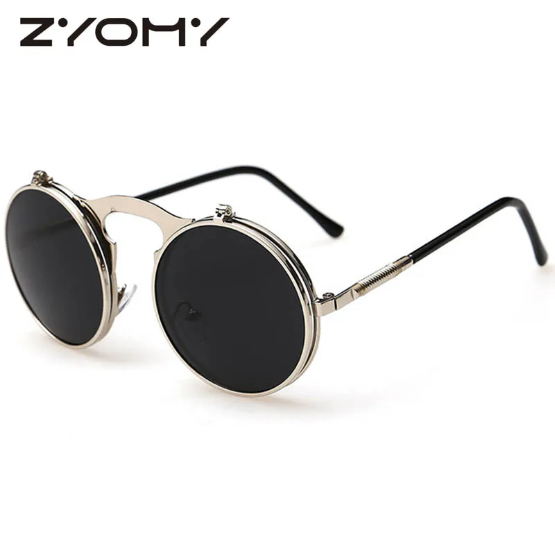 

Q Anti-Reflective Metal Frame Double Layer Men Women Sunglasses Brand Design Eyewear Round Retro Glasses Oculo De Sol UV400