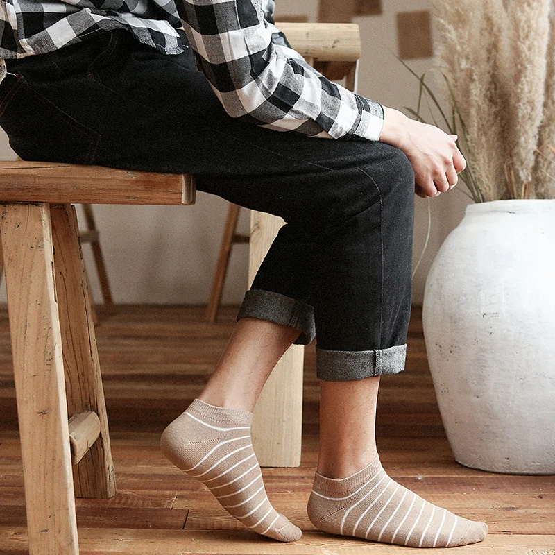 

Spring and Summer New Style Striped Men's Ankle Socks Comfortable Sweat-Absorbent Sports Socks Soft High-Quality Short Socks