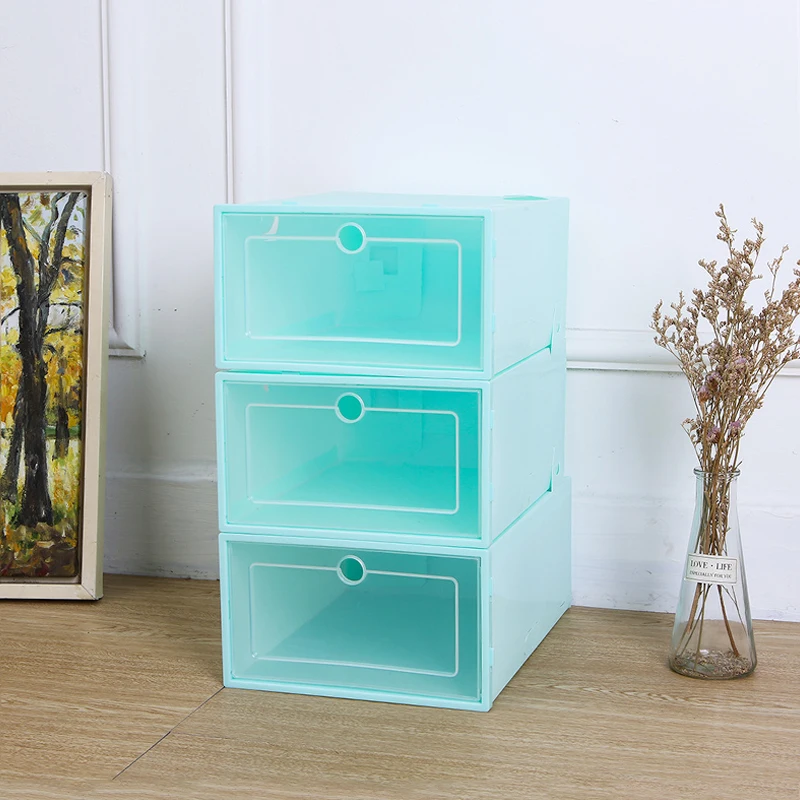 

6pc Dustproof Shoes Organizer Box Transparent Shoe Box Storage Shoe Boxes Thickened Can Be Superimposed Combination Shoe Cabinet