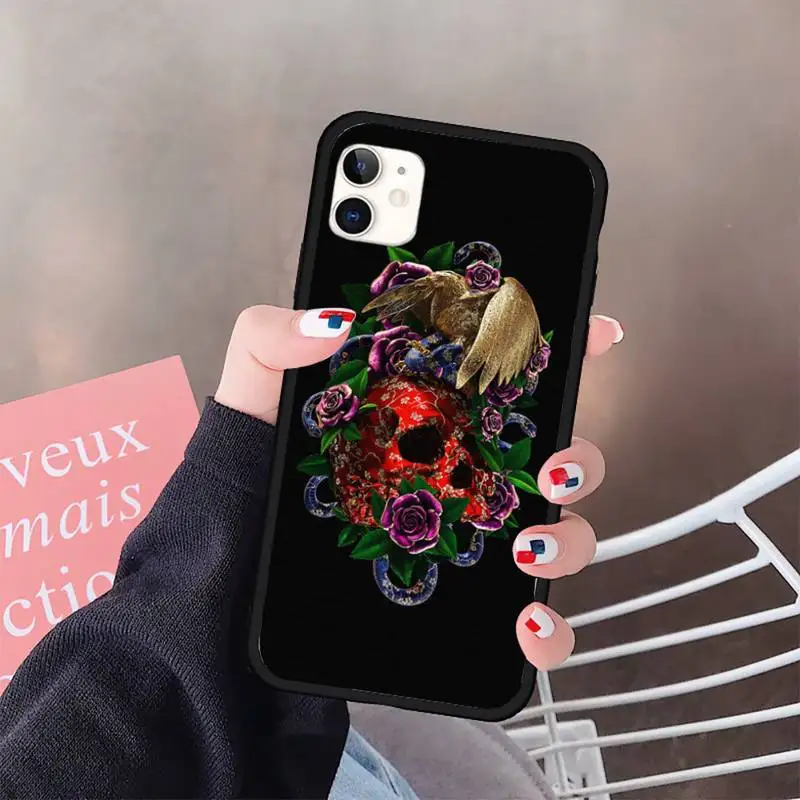 

dagger kill Skull flower rose snake art Phone Case for iPhone 11 12 pro XS MAX 8 7 6 6S Plus X 5S SE 2020 XR
