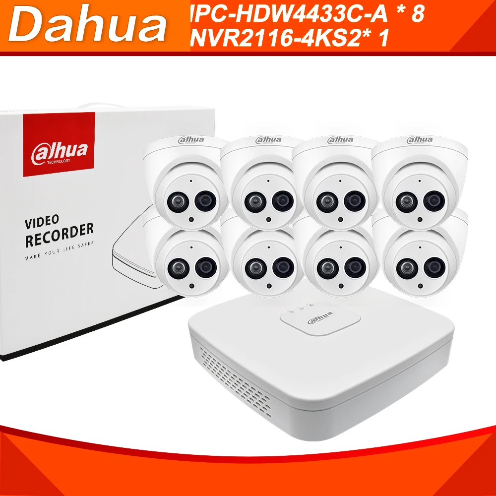 Сетевой видеорегистратор Dahua 4MP 16 + 8 видеонаблюдения Камера комплект с NVR2108 4KS2 IP IPC