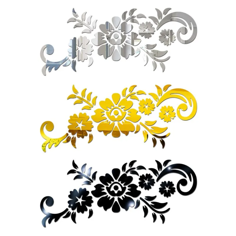 

DIY Patterns Decorative Wall Stickers 3D Acrylic Mirror Stickers Flower Shaped Wallpaper Home Art Decal Living Room Mural