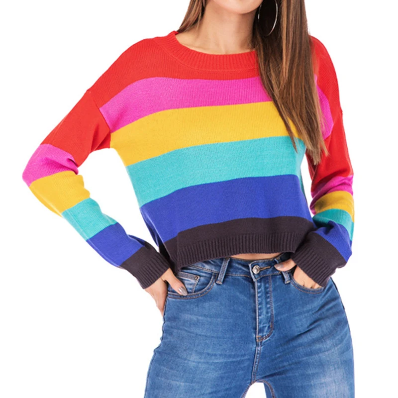 Женский укороченный Топ с длинным рукавом и круглым вырезом | Женская одежда