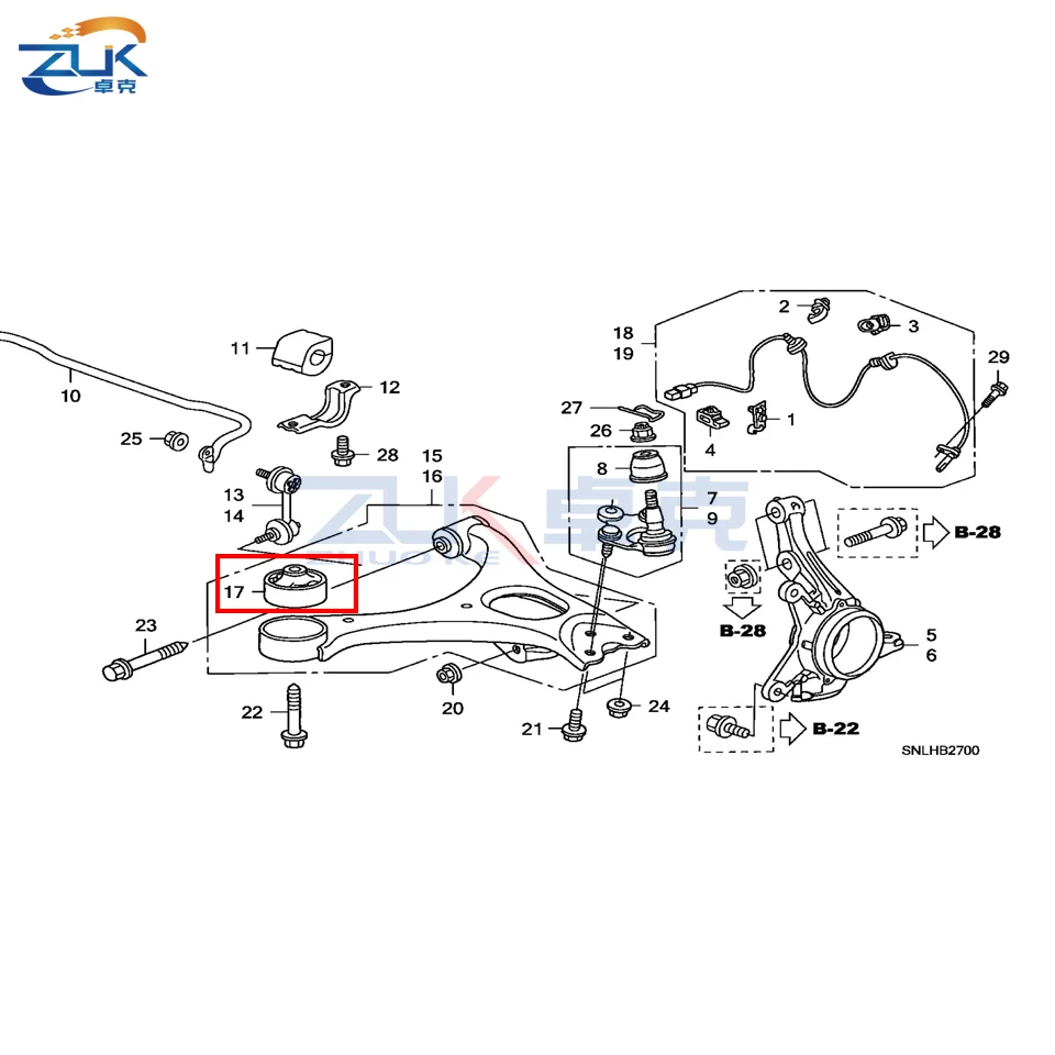 ZUK спереди соответствие понизьте Управление вкладыш рычага для HONDA CIVIC FA1 FD1 FD2 2006 2007 2008 2009 2010 2011 51391-SNA-305