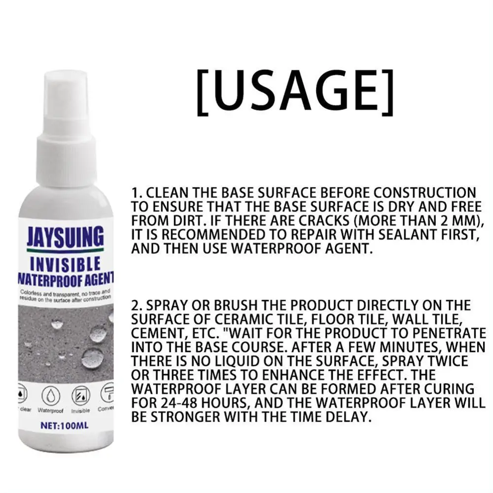 

100/30ml Nano Invisible Waterproof Glue Agent Spray Roof Leakproof Penetrating Proof Spray For Home Roof Waterproofing Agent
