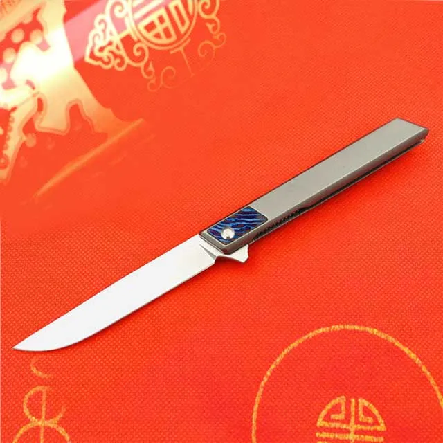B2 9TiEDC Djinn титановый нож из титанового сплава ручка складной нож Походный складной нож M390 стальной инструмент для кемпинга маленький инструмент - Цвет: B2
