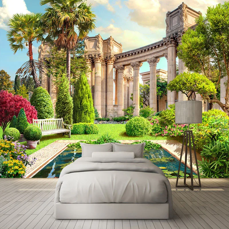 Пользовательские 3D обои римская колонна сад пейзаж фото настенная гостиная