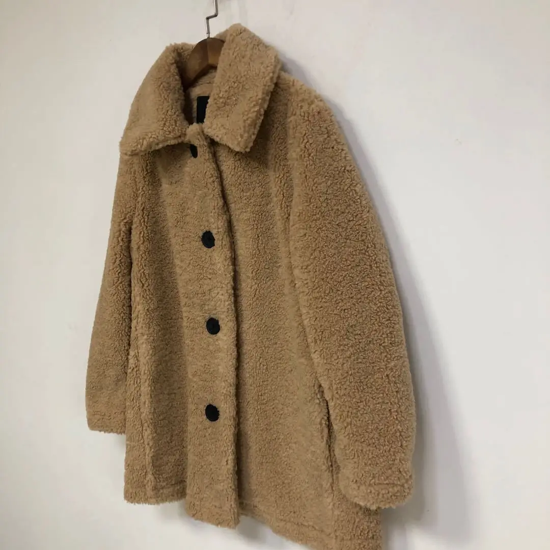 

Turn-down Collar Coat Women's Solid Color Loose Long Sleeve Simple Jacket 2020 Autumn Winter