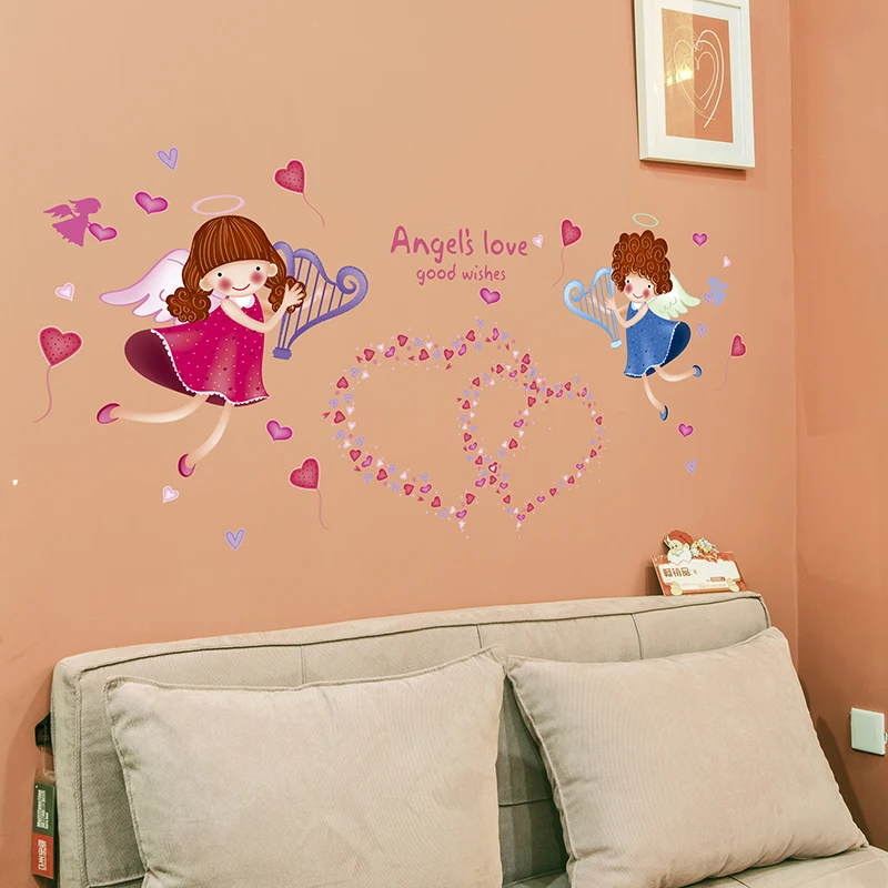 

Angels' Love Wall Sticker PVC Material DIY Cartoon Wall Decals for Kids Room Baby Bedroom Nursery Decoration