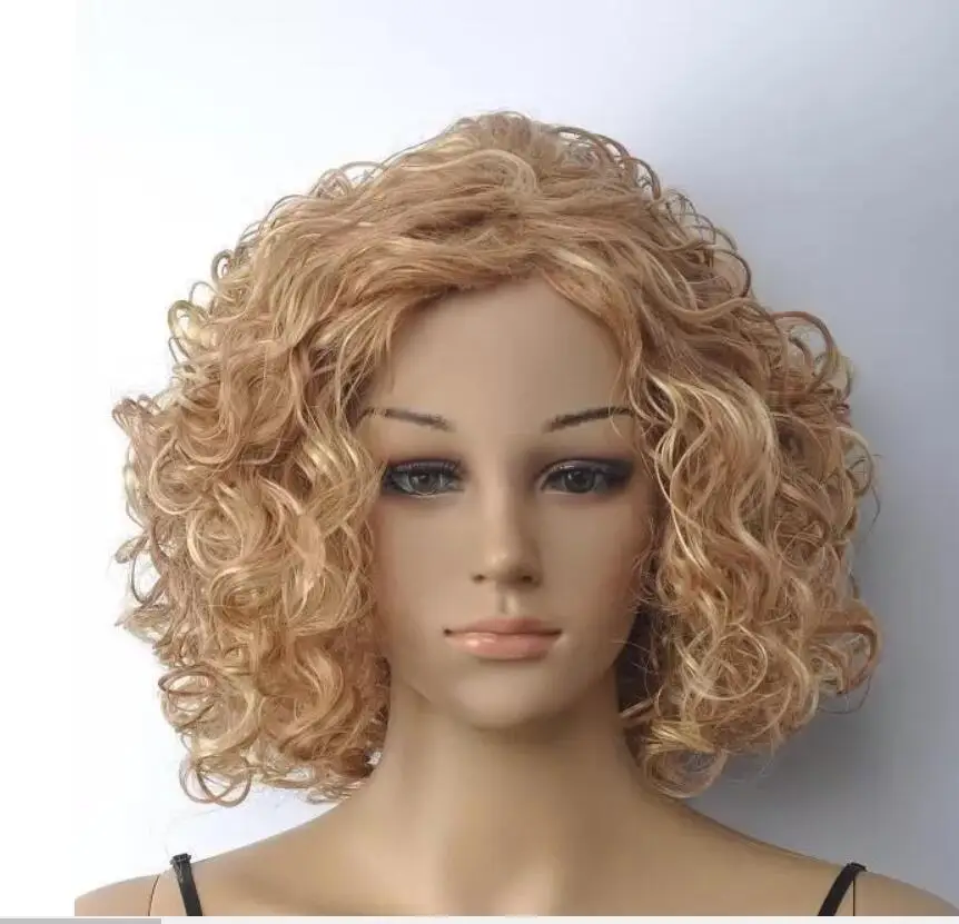 Парик для косплея shun MISS 001736 короткий кудрявый парик блонд|Аксессуары костюмов| |