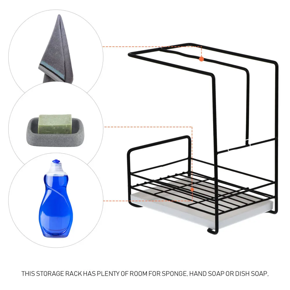 

1 Pc Detach-able Storage Rack Multipurpose Storage Shelf with Drain Pan (Black)