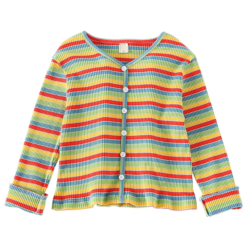 

Children Spring Autumn Long Sleeve T-shirt Girls Striped T-shirts Kids Girl V-neck Bottom Shirt Cotton Tops Clothing 4 5 7 9 Y