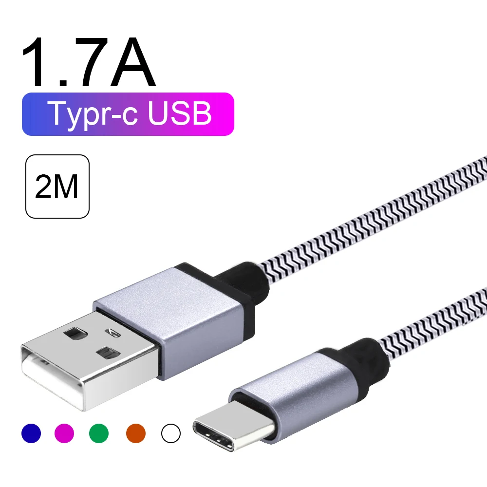 1 м 2 м кабель type C USB C кабель для быстрой зарядки данных для samsung S9 S8 оранжевый зеленый синий Мобильные кабели для мобильных телефонов 1A 1.7A