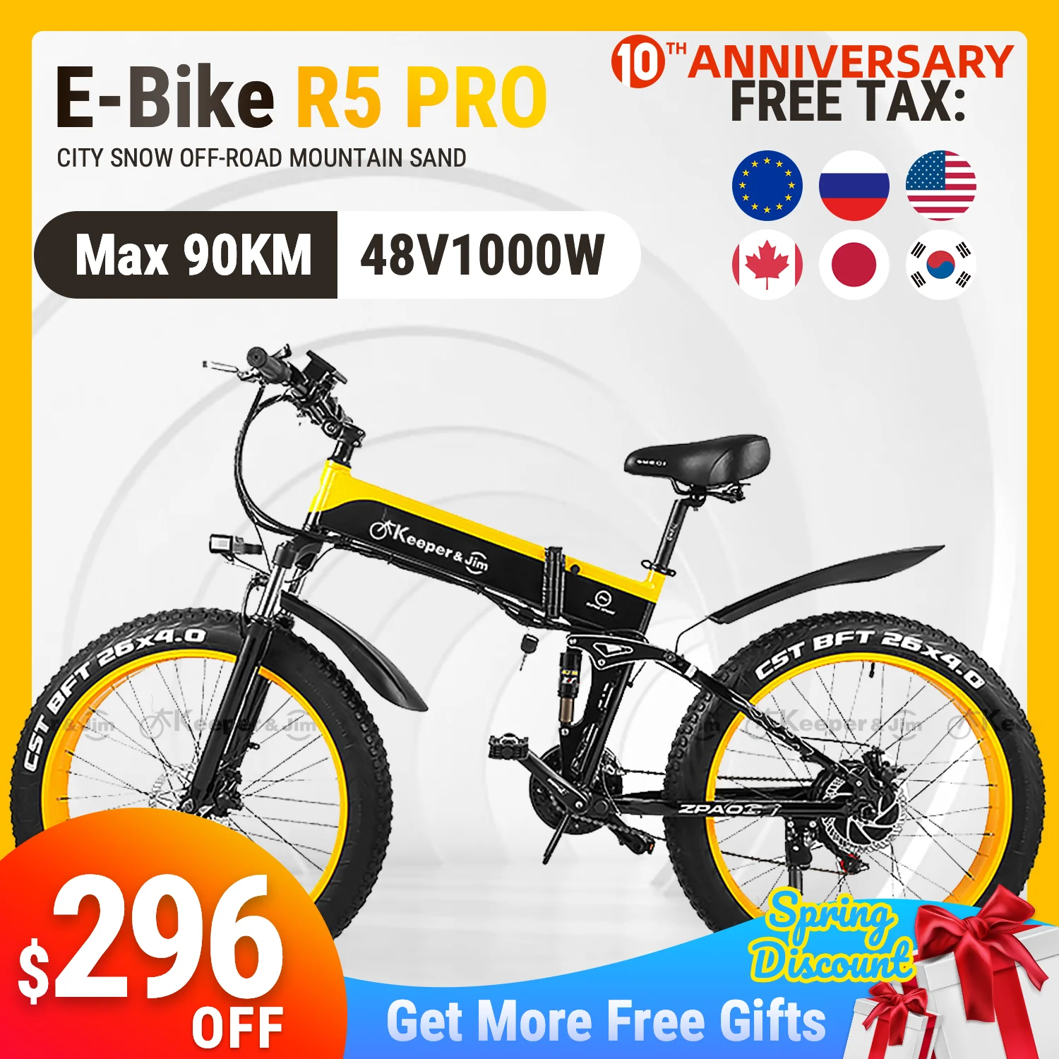 Billig Elektrische Fahrrad 1000W MAX 50km Elektrische Strand Bike 4,0 Fett Reifen 48V Herren Mountainbike Schnee Ebike 26 Zoll Fahrrad