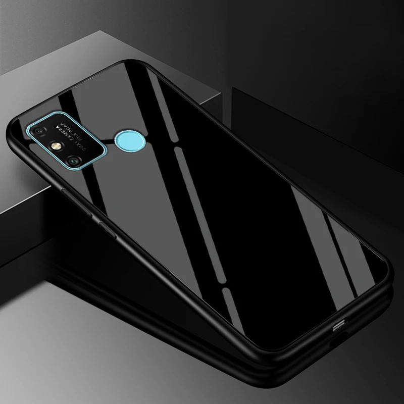 

For Huawei Honor 9A Case Tempered Glass Hard Phone Case for Honor 9A Cover MOA-LX9N Phone Back Honor9A 9 A A9 Fashion 2020 Cover