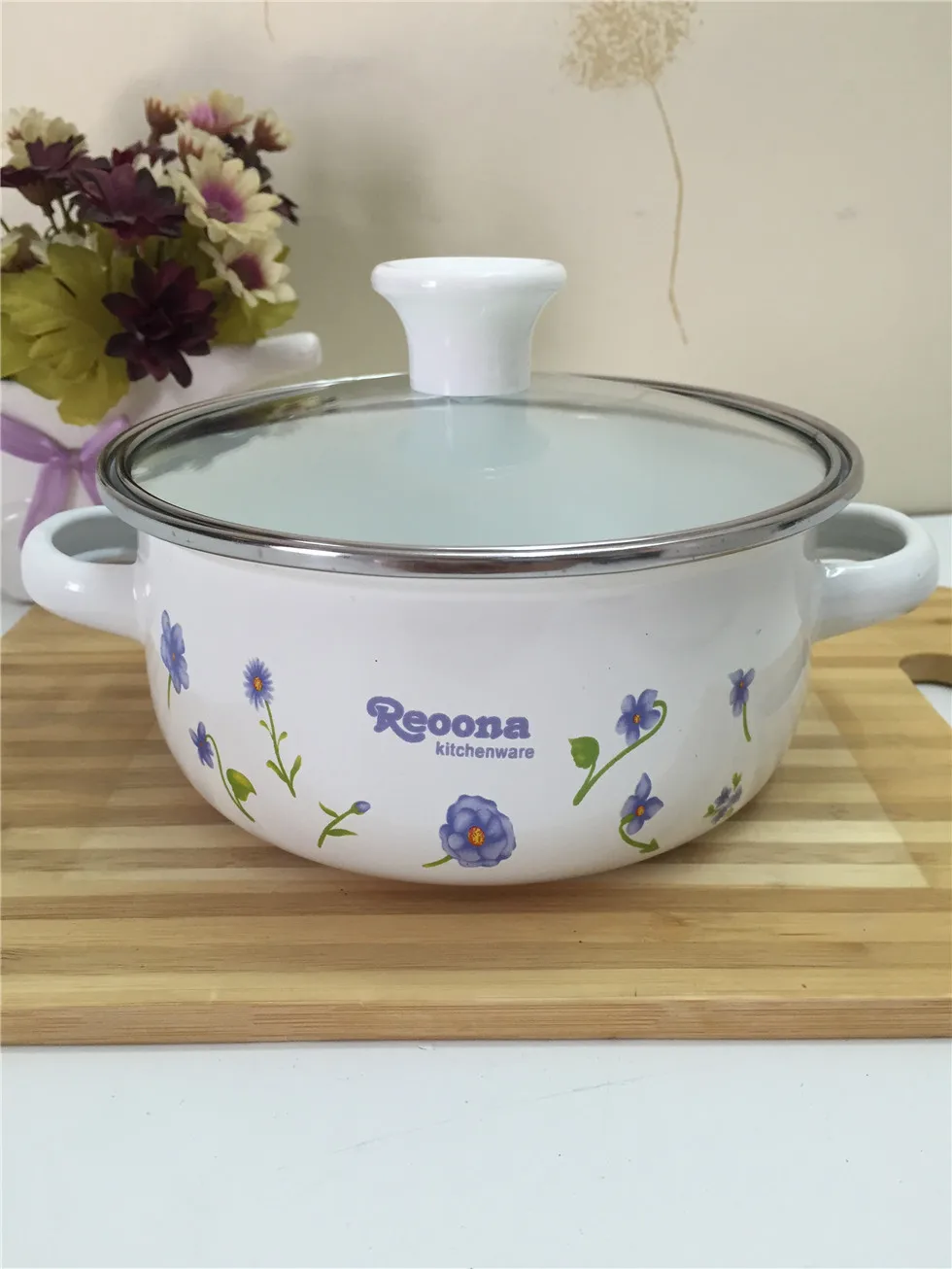 1L 1.5L 2L кухонная утварь эмалированных кастрюль кастрюли набор мини со стеклянной