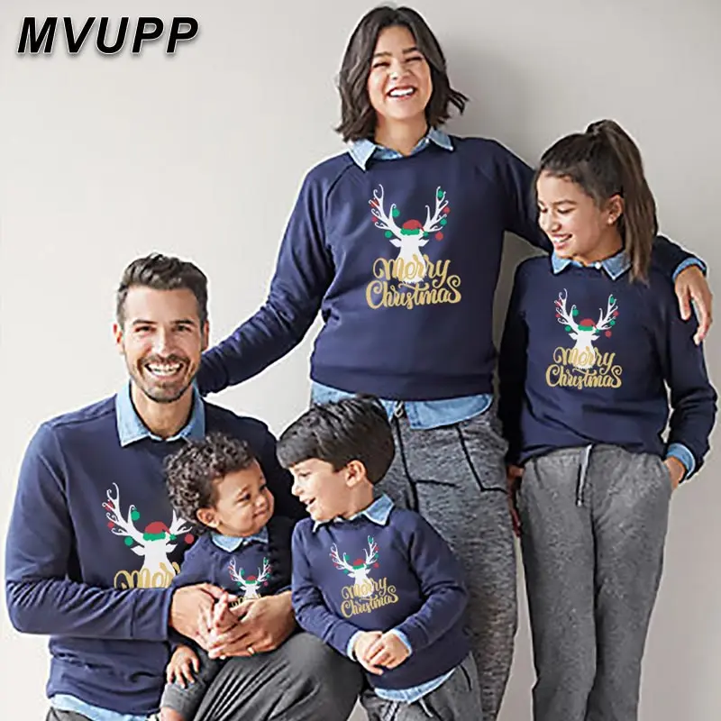 Веселое Рождество Одинаковая семейная толстовка Зимняя одежда для папы мамы и