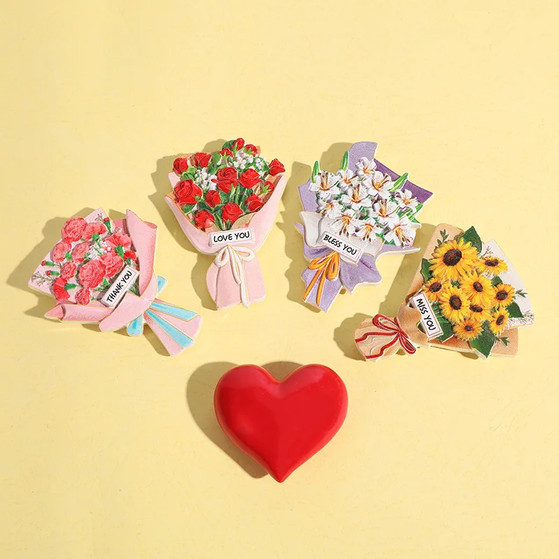 Цветочный букет магнитная наклейка на холодильник 3D имитация смолы для