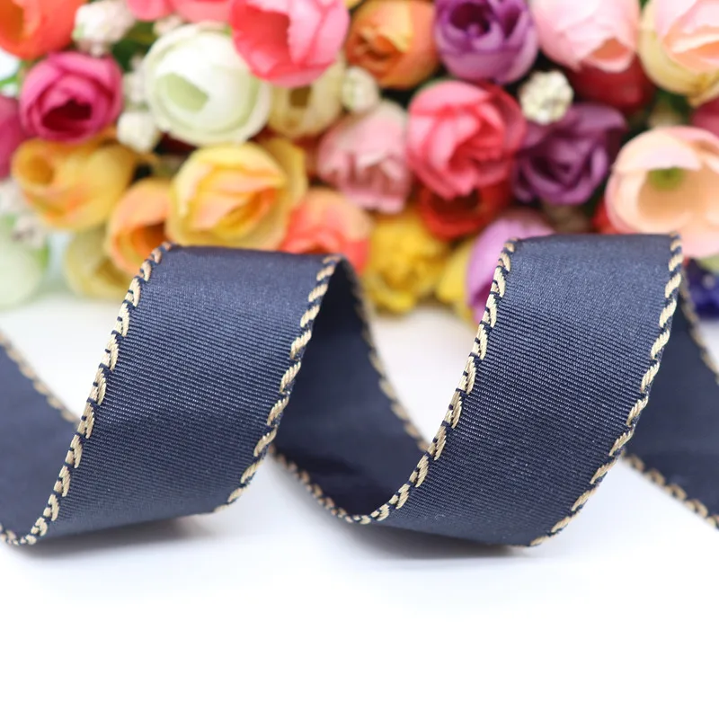 6 Dark blue 10 ярдов 10 мм/25 мм/38 мм ленты с крестиком Красочные края горошек линии ленты для волос луки DIY ремесла ручной работы аксессуары Y19080801 - Цвет: 6 Dark blue