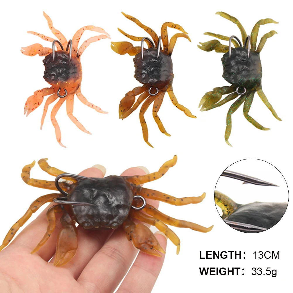 

13cm Artificial Crab Lure 3D Simulation Fishing Lures Soft Bait Crab Bait With Dual Sharp Hooks Saltwater Fishing Tackle Tools