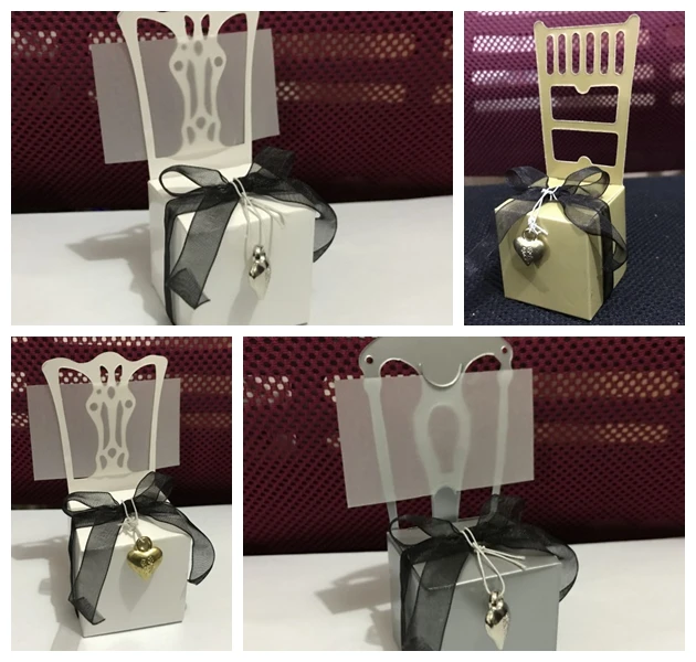 120 шт. серебряные Свадебные сувениры конфетные для стульев Подарочная коробка с