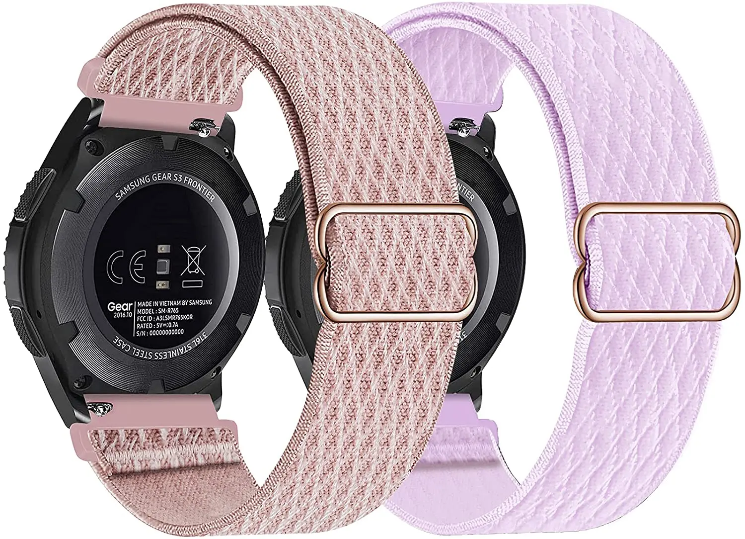 

20mm 22mm Nylon Elastic Bands Samsung Galaxy Watch 42mm/46mm/Active 2 1/Gear Sport/Gear S3 Adjustable Breathable Wristband