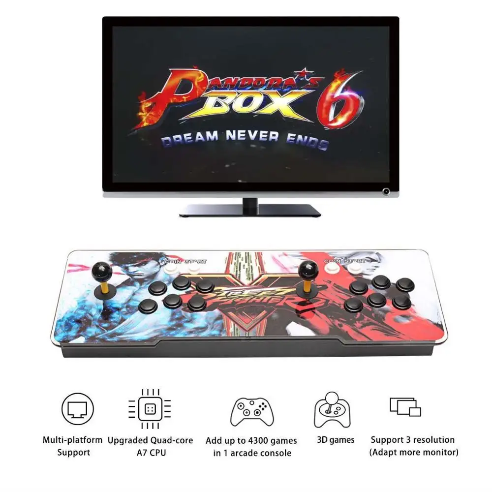 Pandoras Box 6 1300 аркадная консоль, поддержка 3D игр, добавить больше игр, список любимых, алфавитный порядок, классификация игр - Цвет: SF V
