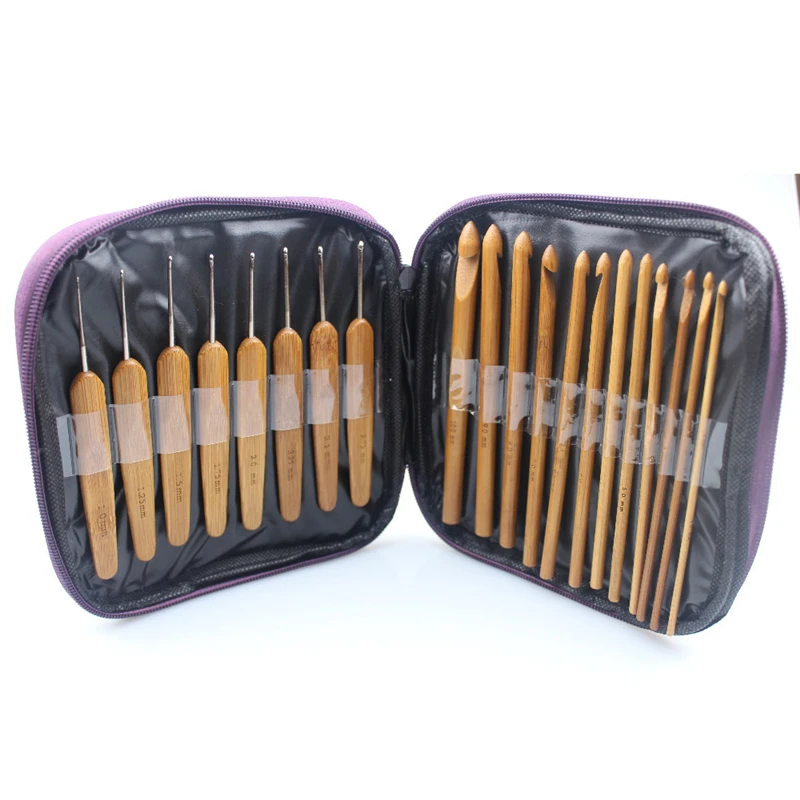 Бамбуковый вязальный крючок 2 в 1 мм 10 20 шт. набор спиц для переплетения вязания с