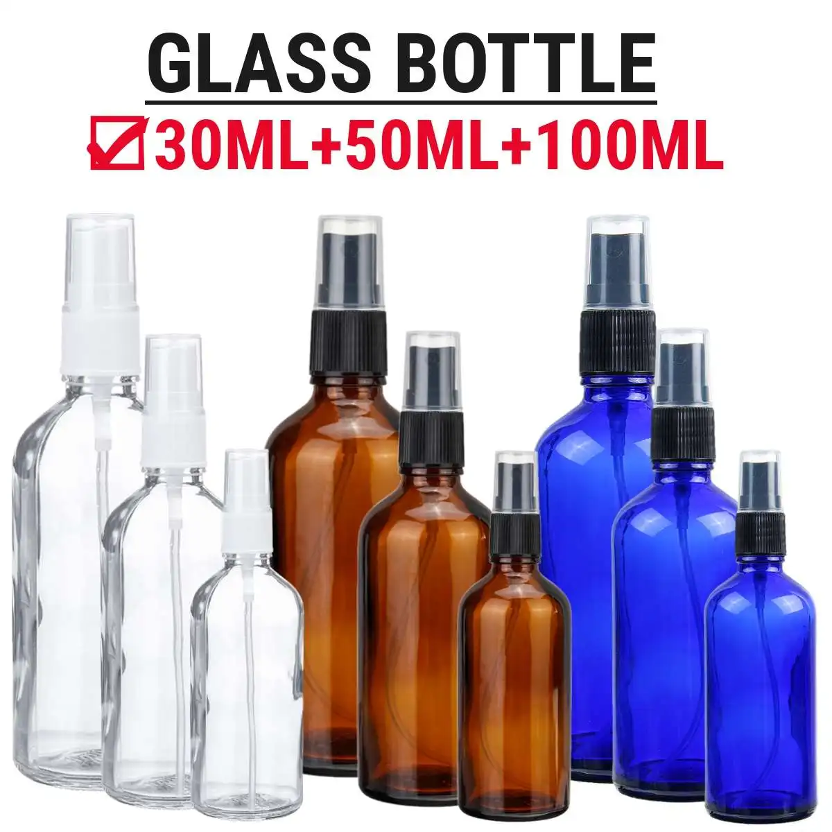 9 шт. Янтарный Стекло пустая бутылочка с распылителем бутылка для парфюмерии