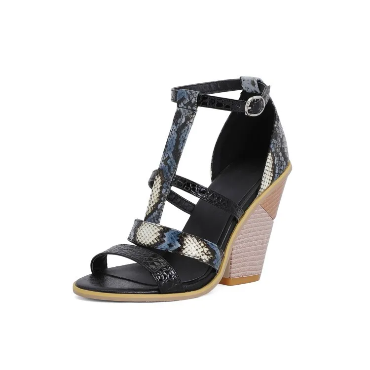 

Large Size Buckle Strap Beige Heeled Sandals Comfort Shoes for Women 2021 Summer Open Toe Big Black Low Girls Block Multicolored