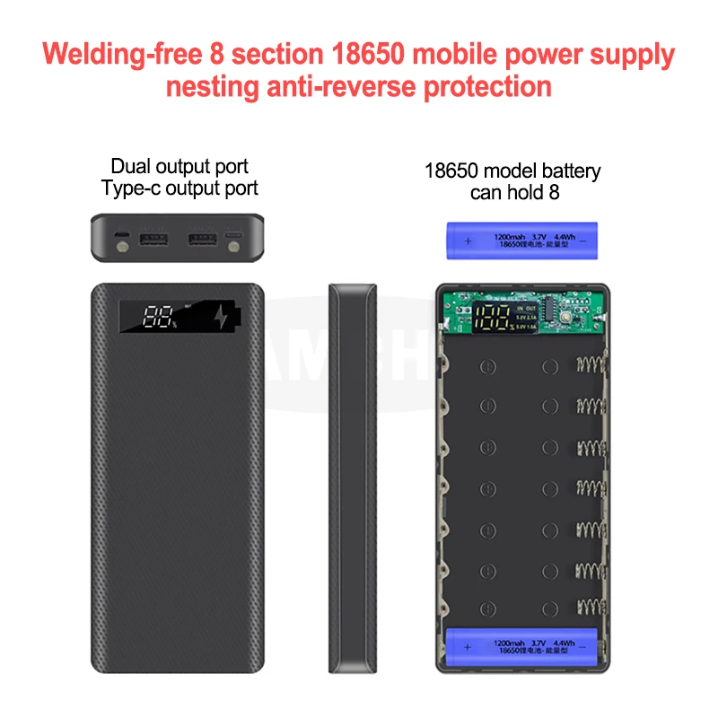 5 в двойной USB 8*18650 Внешний аккумулятор с дисплеем высокой емкости 18650 USB зарядное устройство DIY чехол для IPhone samsung huawei