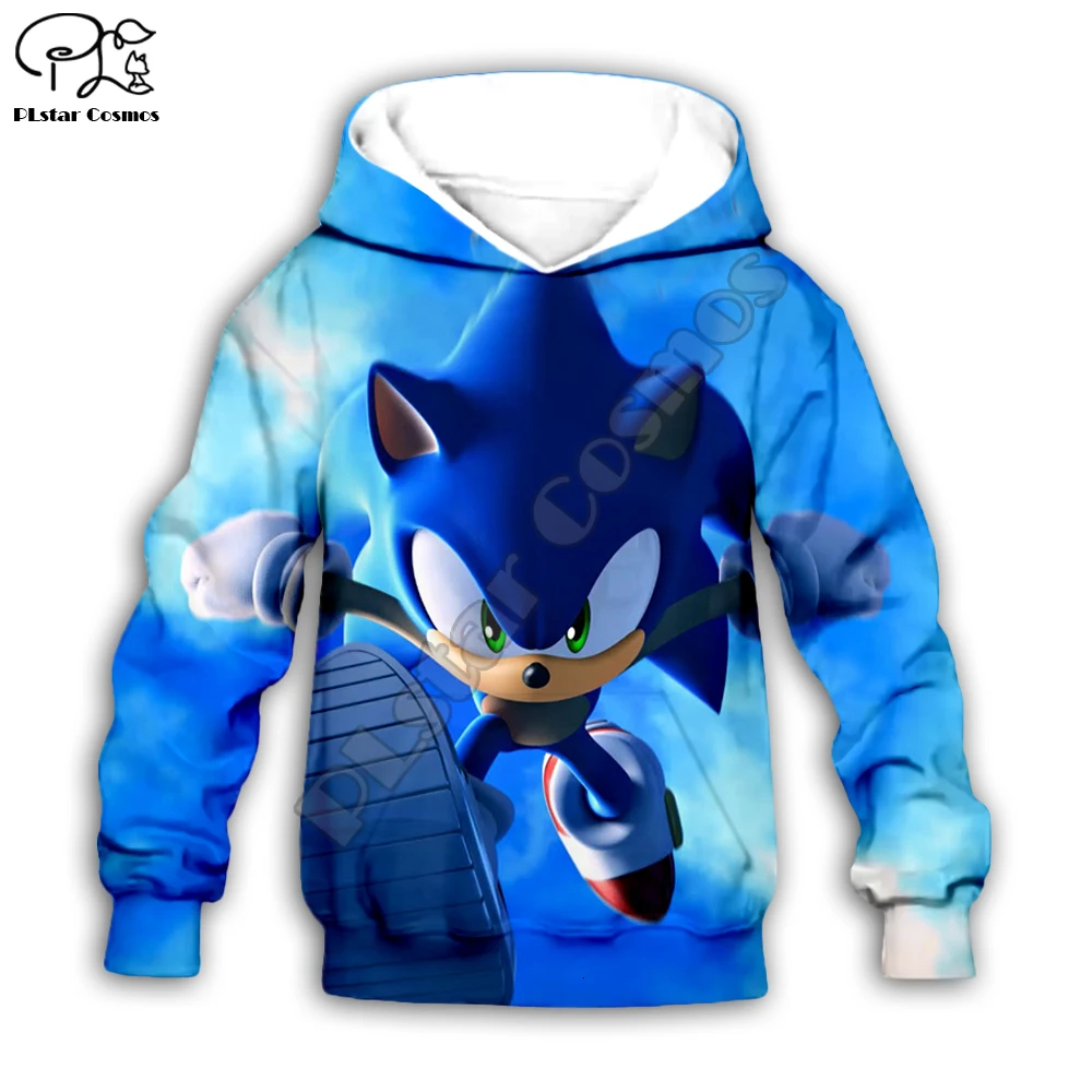 

family shirts Anime Super Sonic 3d Hoodies Children zipper coat Long Sleeve Pullover Cartoon Sweatshirt set suit Hooded/pants
