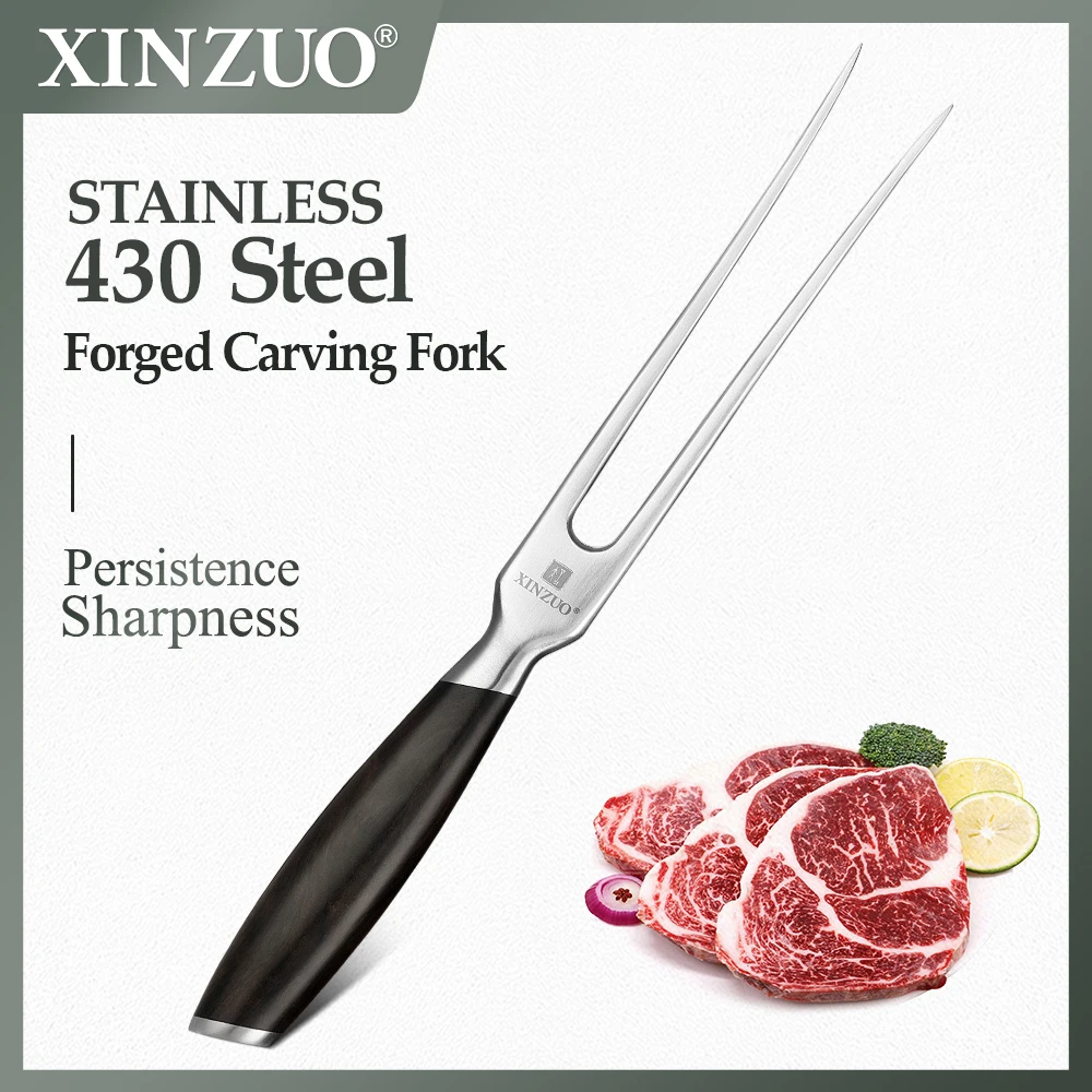 

XINZUO Carving Fork and Carving Knife 430 Stainless Steel Tableware Steak Knife and Fork Twinset Classic West Tableware Steak