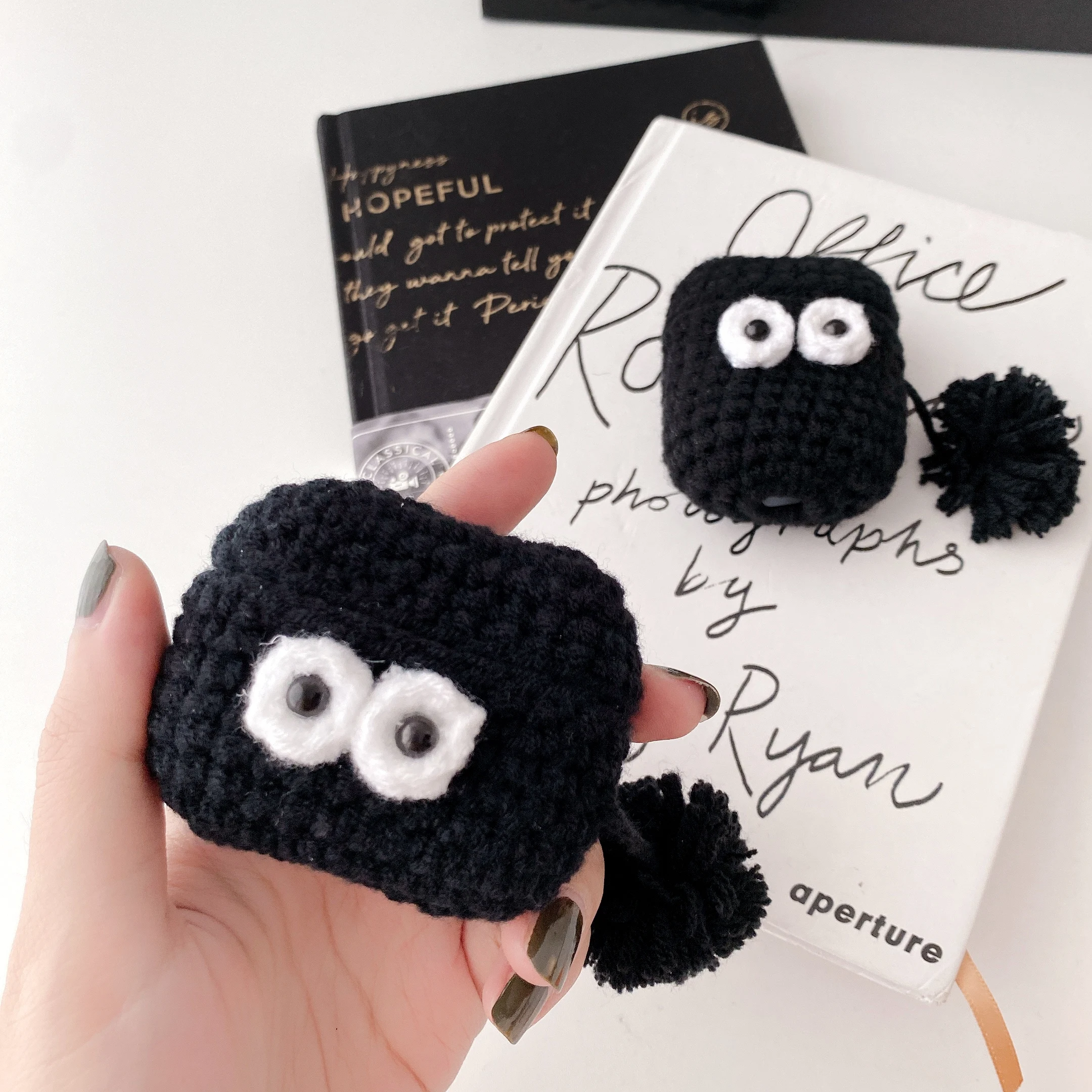 

The Latest Knitted For Apple Airpods Case Classic Black And White Color Scheme Cute Little Briquettes For Airpods1 2 Pro Case