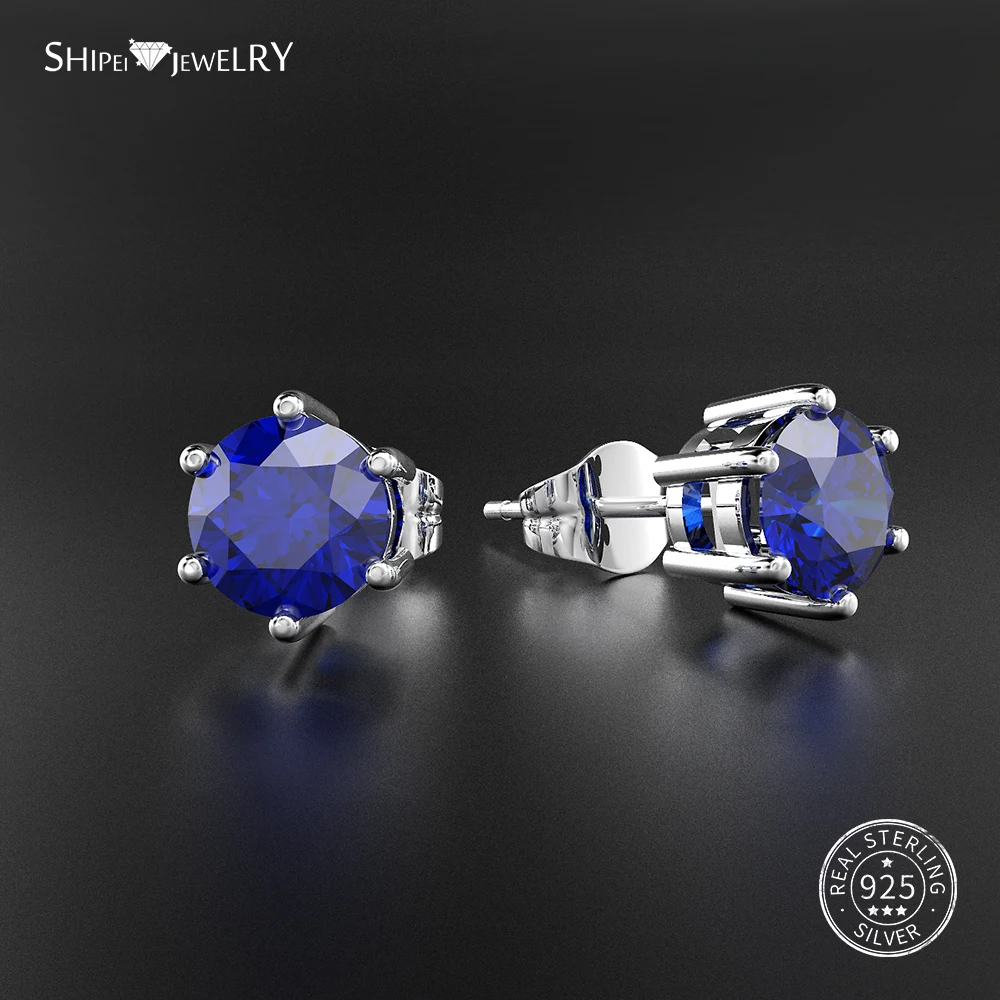 Женские серьги гвоздики из серебра 100% пробы с сапфировым изумрудом|Серьги-гвоздики| |