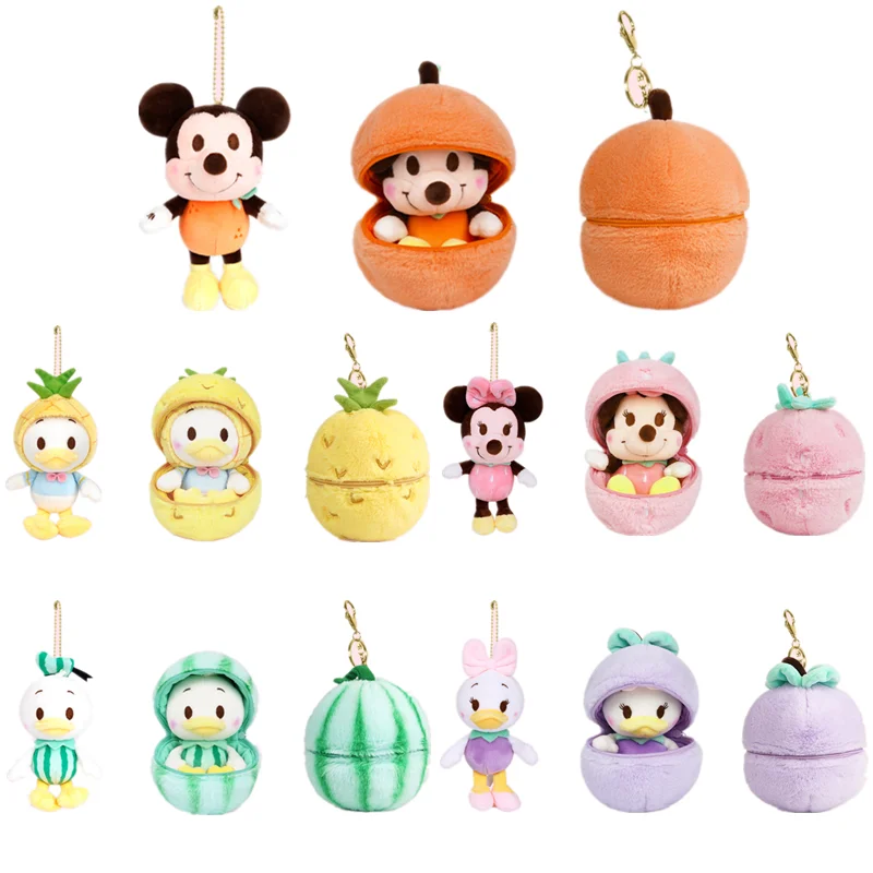 Genuine Disney 12 Style Fruit Egg peluche Doll Blind Box Anime Mickey Minnie Donald Duck Daisy Kawaii peluche portachiavi ciondolo