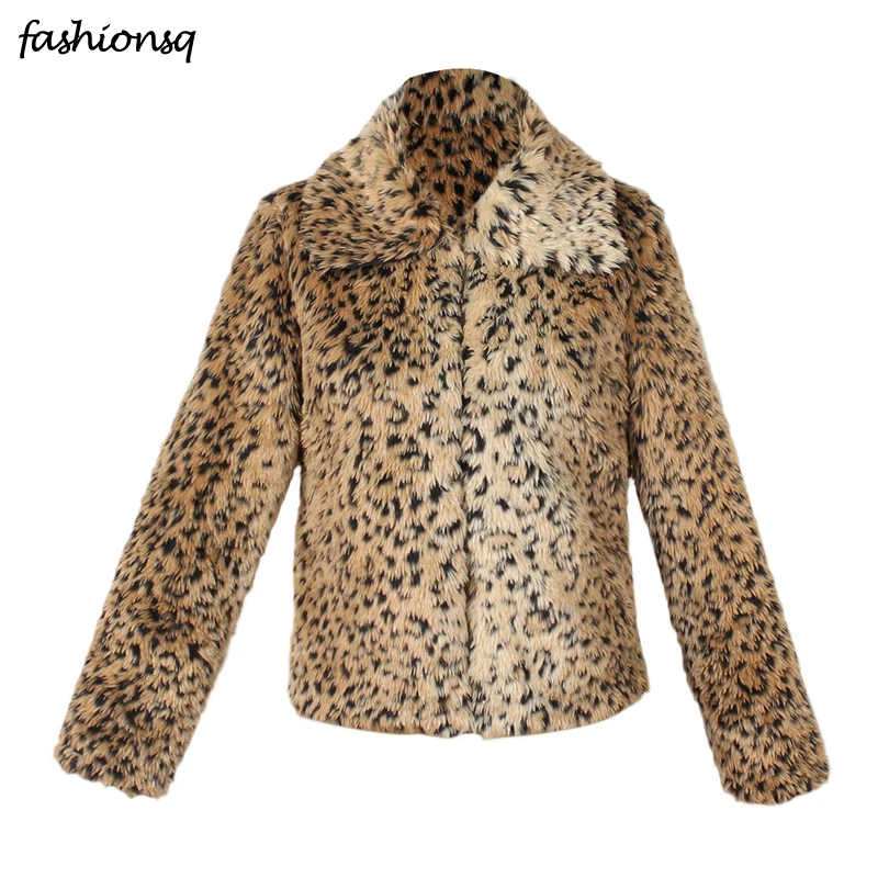 

Autumn Winter New Faux Fur Jacket Coat Women Leopard Casual Loose Zipper Soft Thick Plush Outerwear 2020