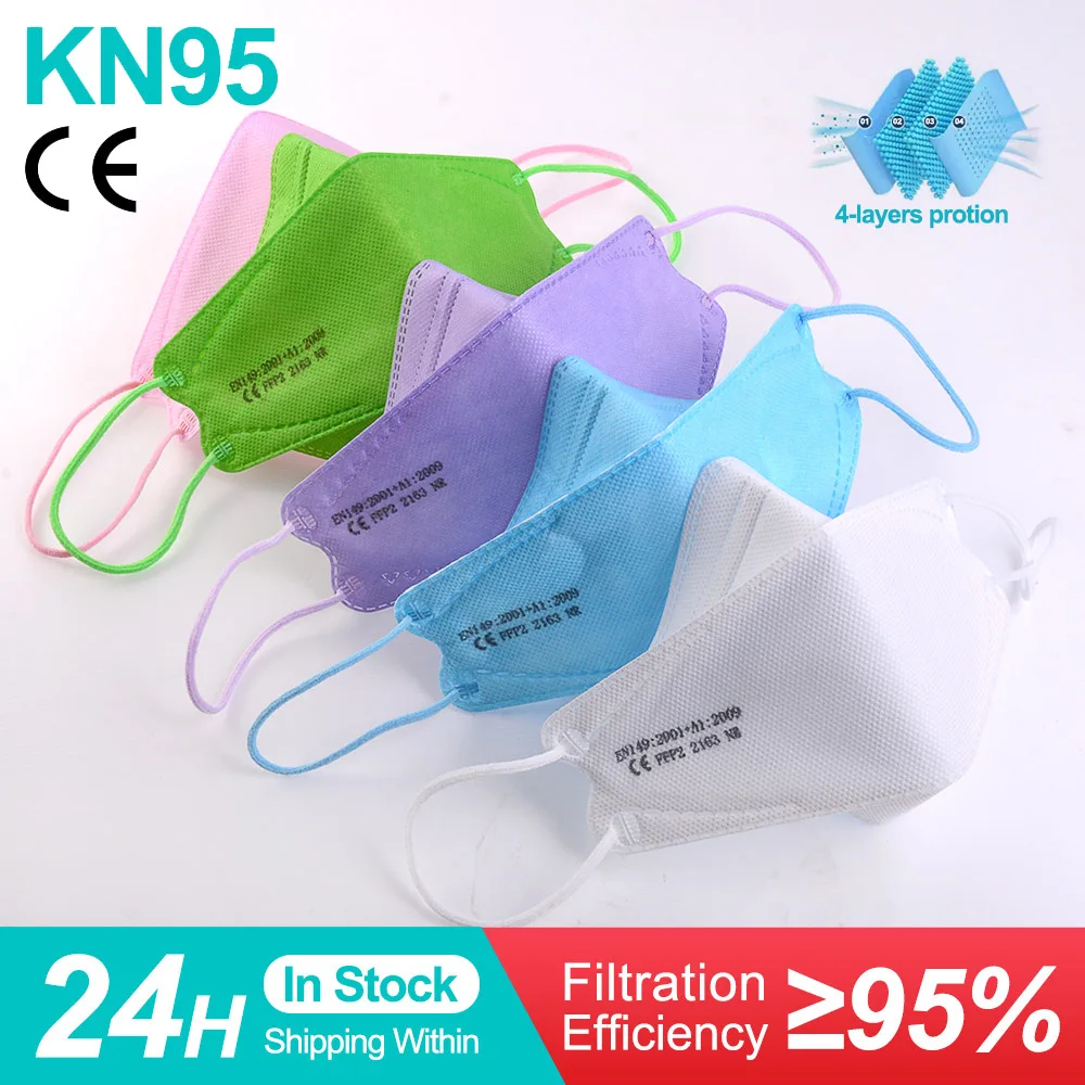 Модная маска точечного цвета в форме рыбы CE KN95 Mascarilla Fpp2 Homologada Europe 4 фильтраторы