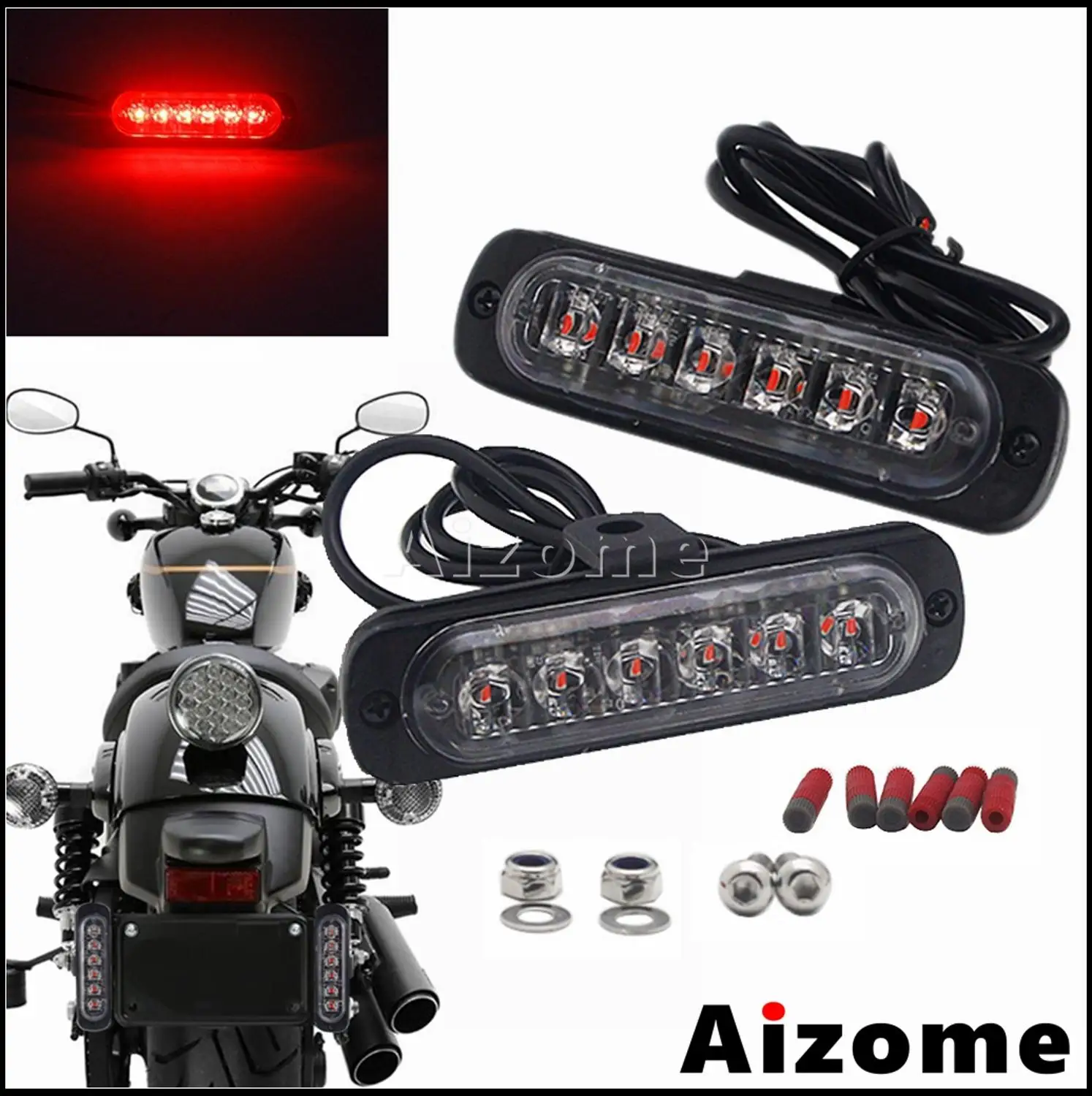 

12V Motorcycle Tail LED License Plate Light Auxiliary Brake Turn Signal Lamp Waterproof Running Light For Harley Cafe Racre BWM