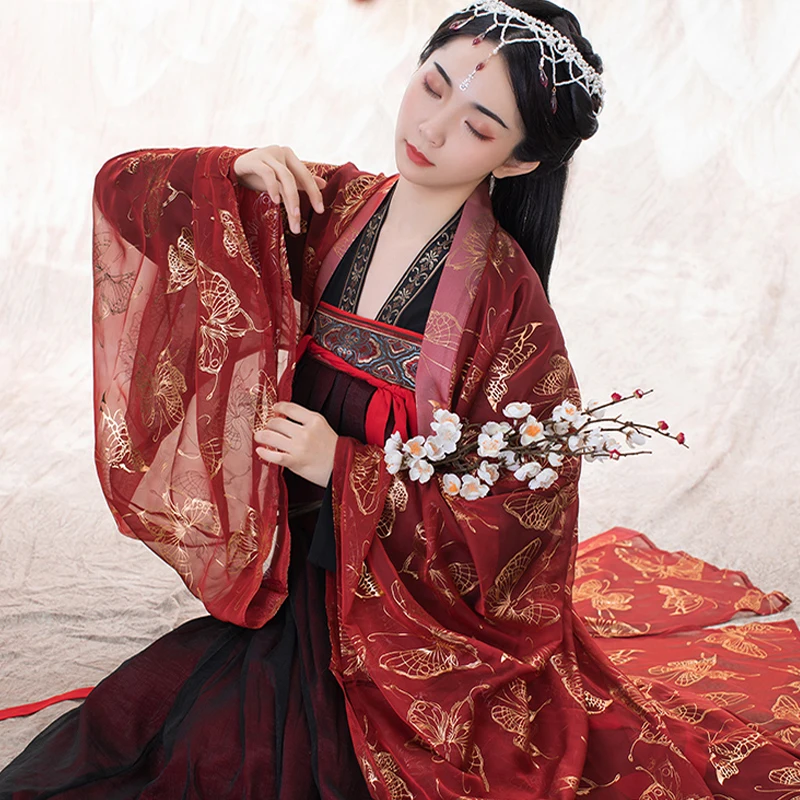 

Традиционное свадебное платье в китайском стиле, женские элегантные старинные костюмы, одежда сказочной принцессы династии ханьфу T436