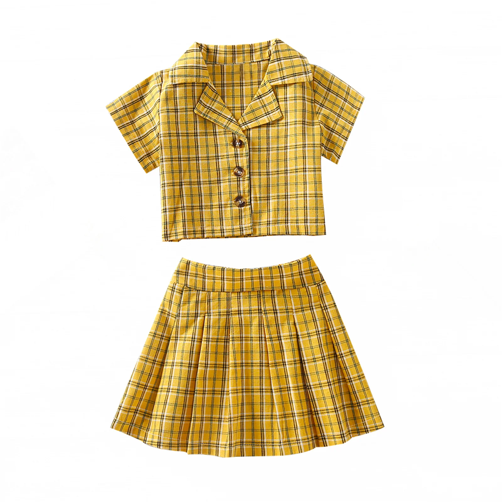 Женский костюм с юбкой в клетку клетчатый кардиган коротким рукавом и эластичная