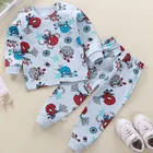Комплект одежды для малышей 0-2 лет, зимняя Хлопковая пижама из 2 предметов для новорожденных мальчиков и девочек, комплекты детской одежды унисекс, 2021